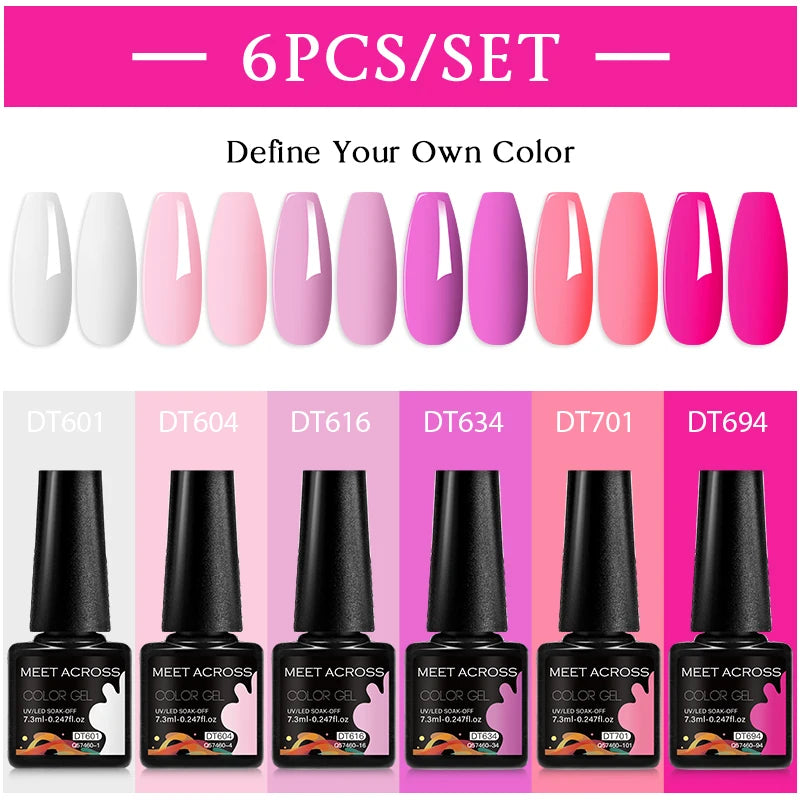 6-Color UV LED Gel Polish Set - Semi-Permanent Nail Art Kit