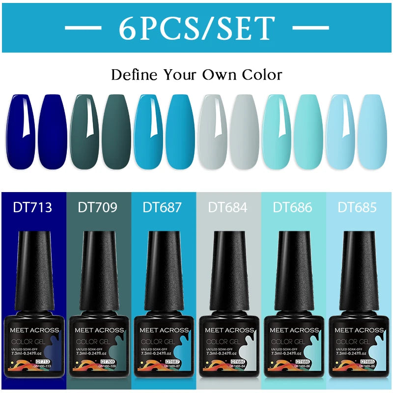 6-Color UV LED Gel Polish Set - Semi-Permanent Nail Art Kit