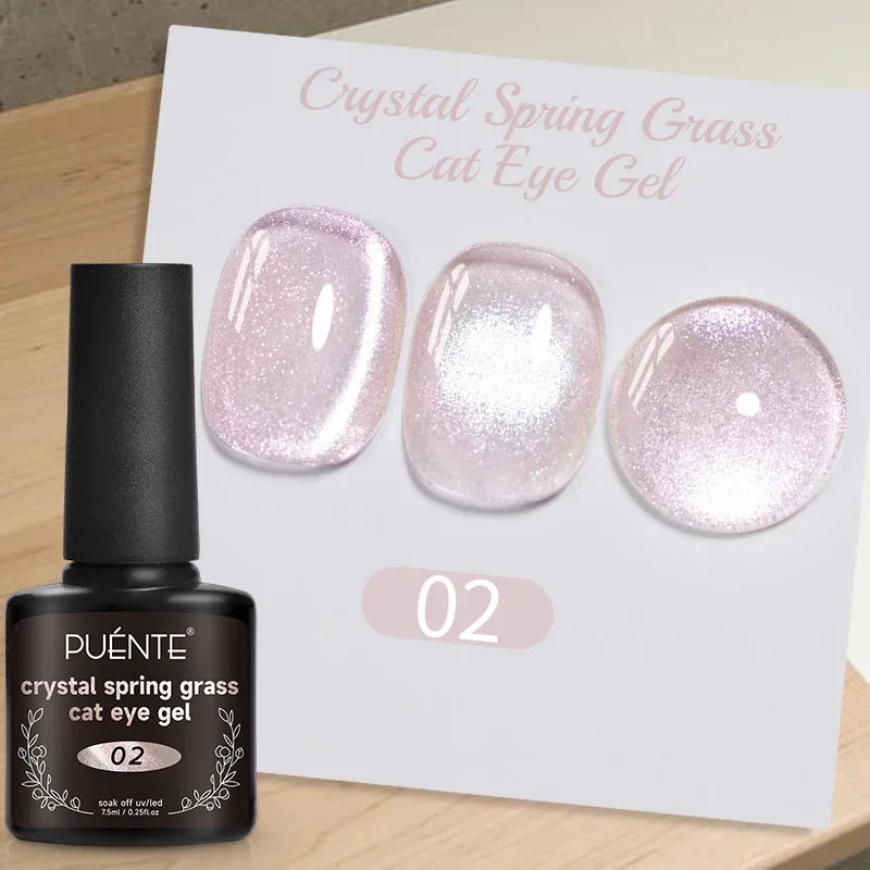 PUENTE 7.5ML Vibrant Blue Cat Eye Gel Nail Polish High Glossy Long-Lasting Soak Off UV Semi-Permanent Nail Art Varnish Manicure