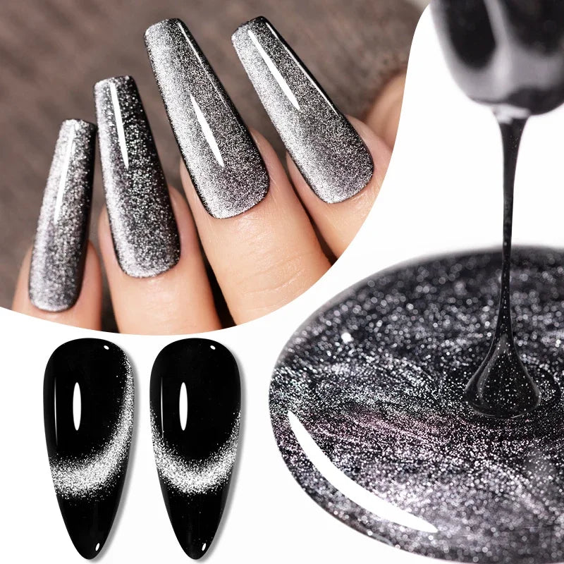 Ultra-Bright Black Cat Eye Magnetic Gel Nail Polish - 7.5ml