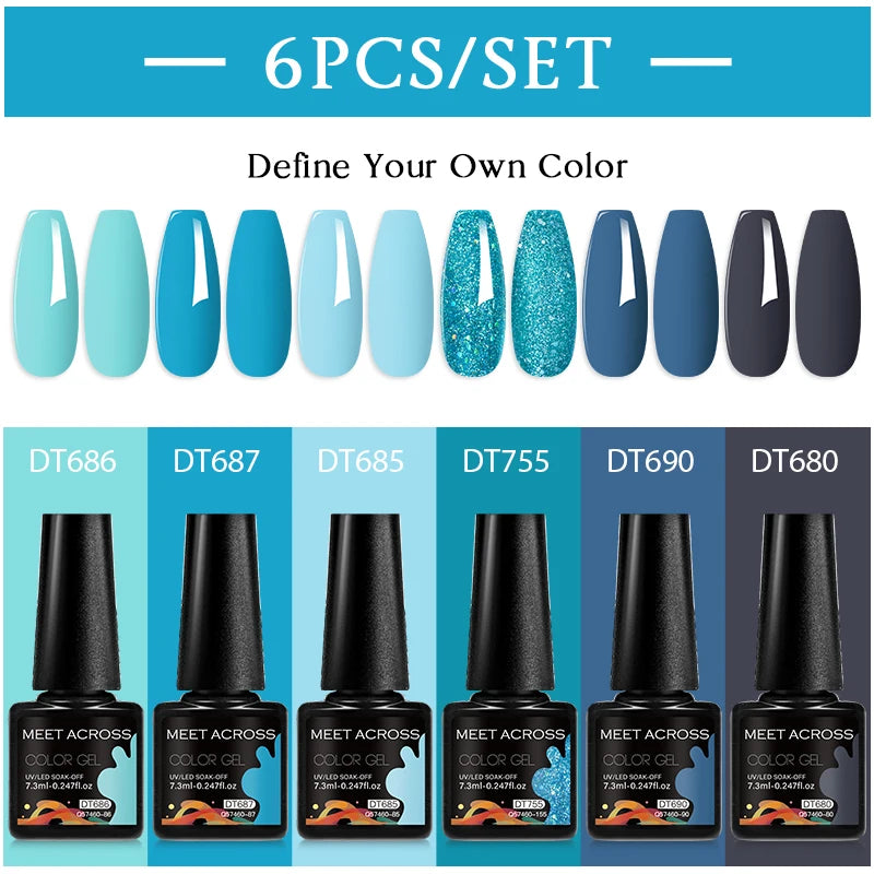 6-Color UV LED Gel Polish Set - Semi-Permanent Nail Art Kit