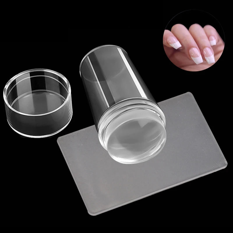 Nail Art Stamping Kit – French Manicure Design Plates with Stamper & Scraper