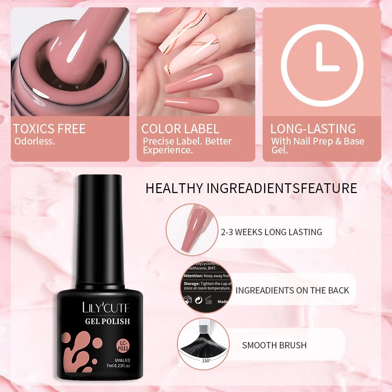 6-Piece Pink Gel Polish Set – Bright & Pastel Shades for Nail Art