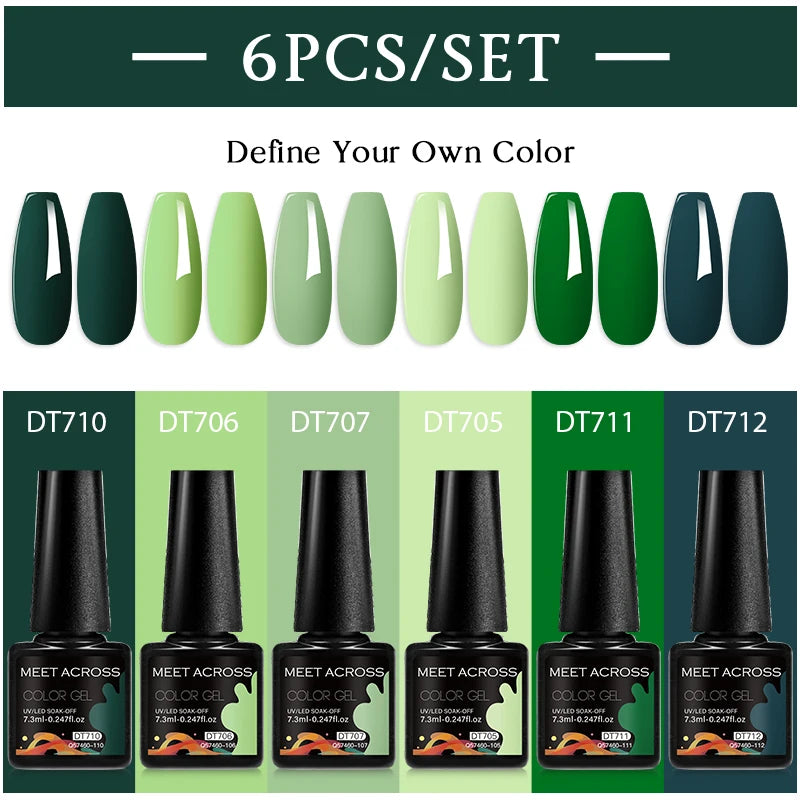 6-Color UV LED Gel Polish Set - Semi-Permanent Nail Art Kit
