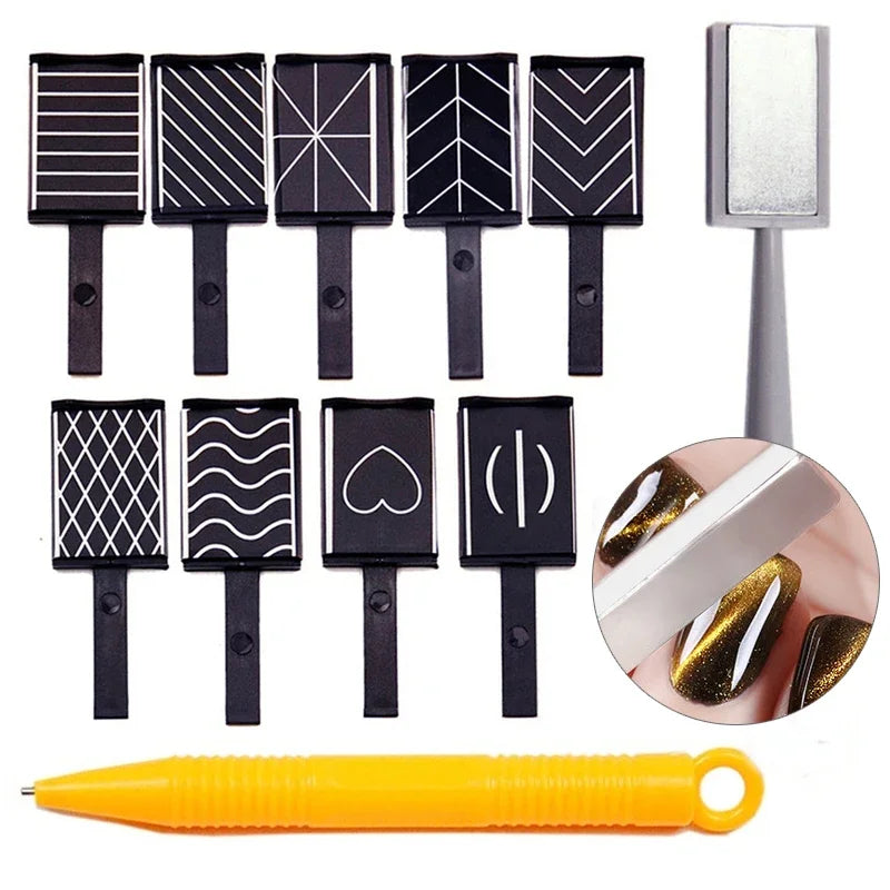 11-Piece Cat-Eye Magnet Tool Set – Magnetic Rods for Gel Polish Nail Art