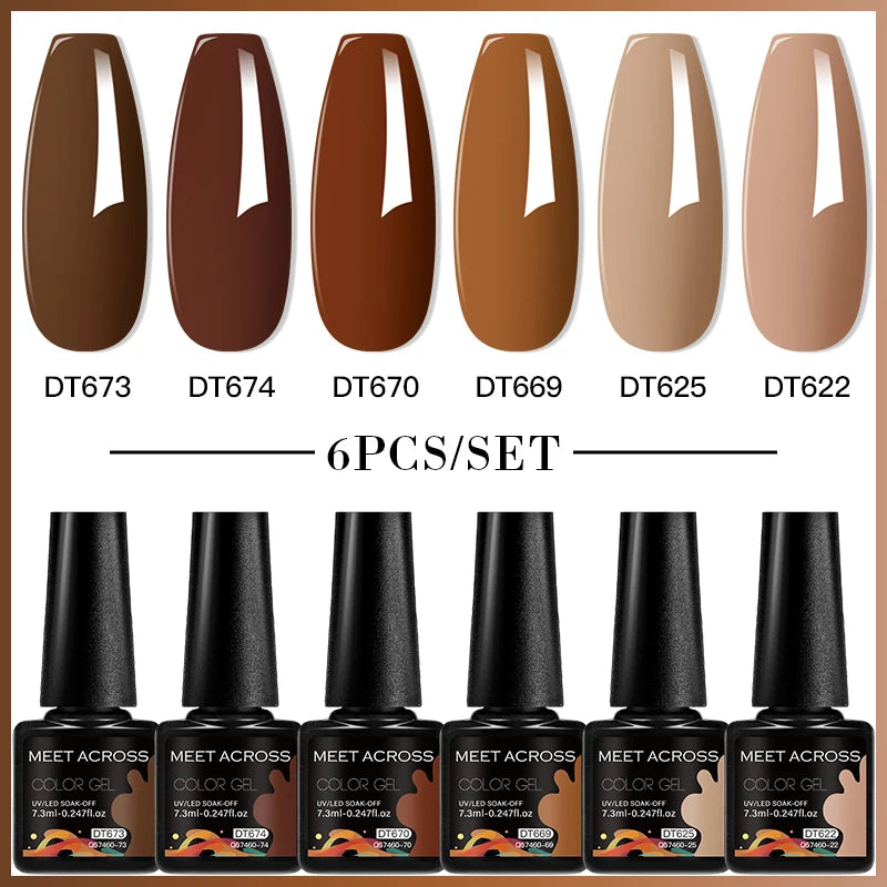 6-Color UV LED Gel Polish Set - Semi-Permanent Nail Art Kit