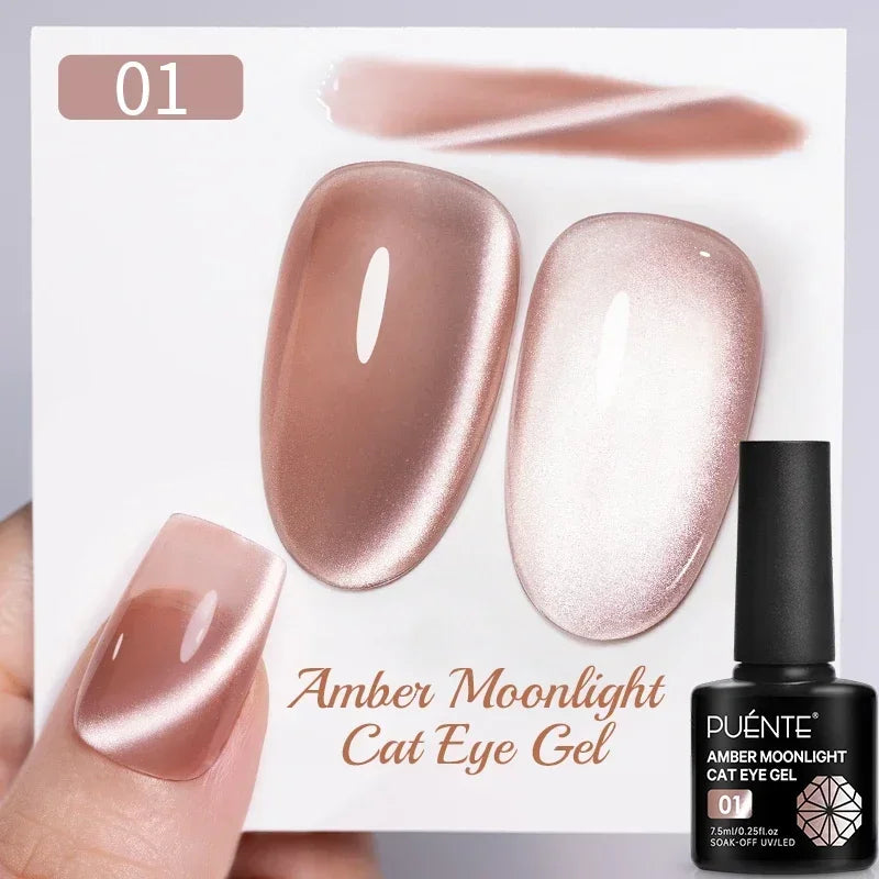 7.5ML Ocean Blue Cat Eye Gel Nail Polish High Glossy Cat Magnetic Nail Gel Soak Off UV Semi-Permanent Nail Art Varnish Manicure