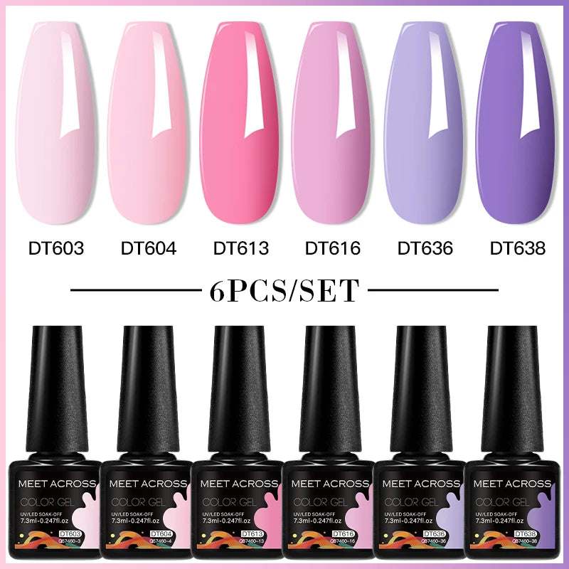6-Color UV LED Gel Polish Set - Semi-Permanent Nail Art Kit