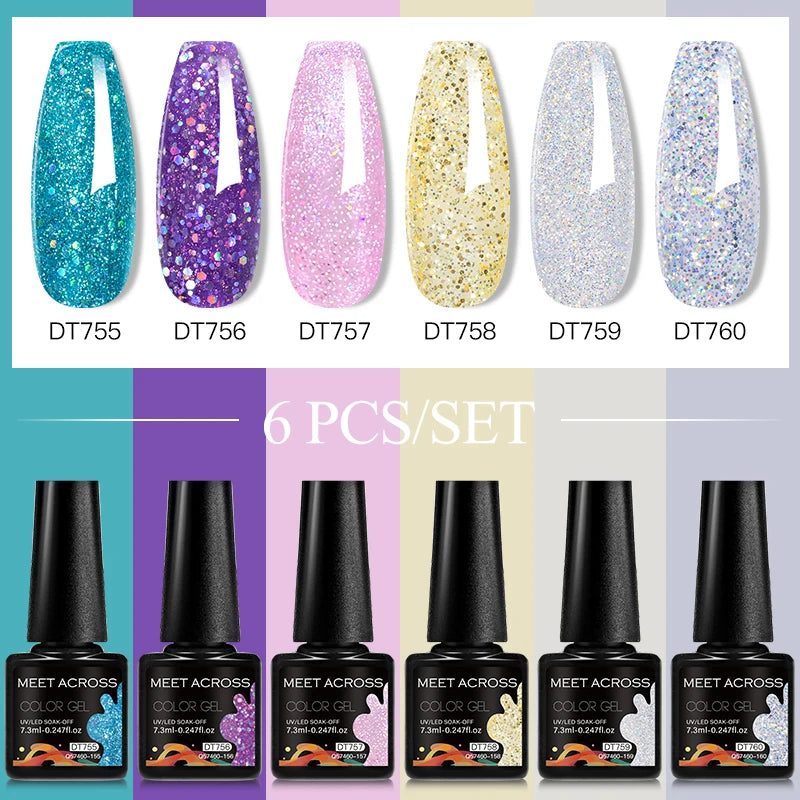 6-Color UV LED Gel Polish Set - Semi-Permanent Nail Art Kit