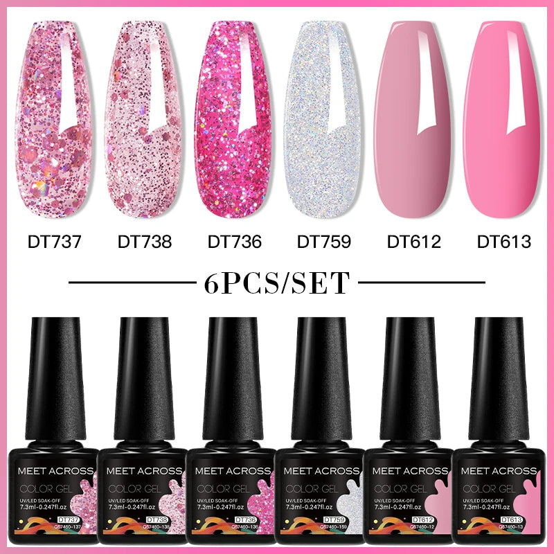 6-Color UV LED Gel Polish Set - Semi-Permanent Nail Art Kit