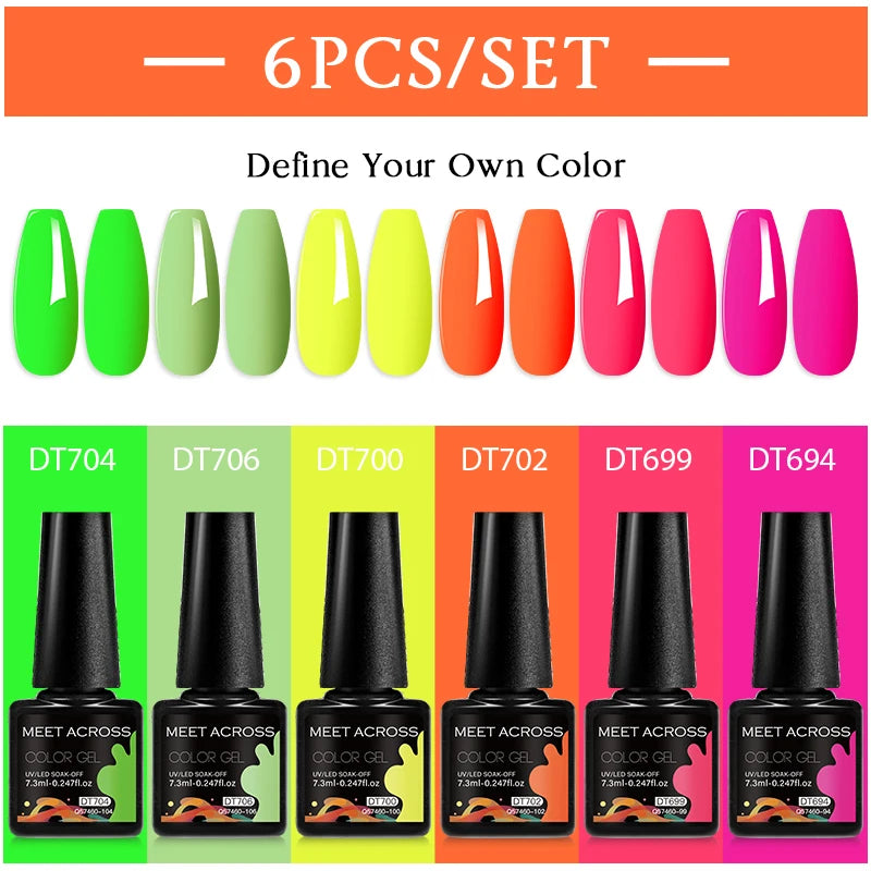 6-Color UV LED Gel Polish Set - Semi-Permanent Nail Art Kit
