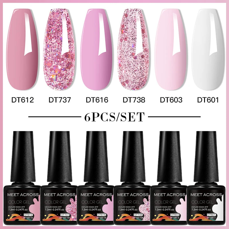 6-Color UV LED Gel Polish Set - Semi-Permanent Nail Art Kit