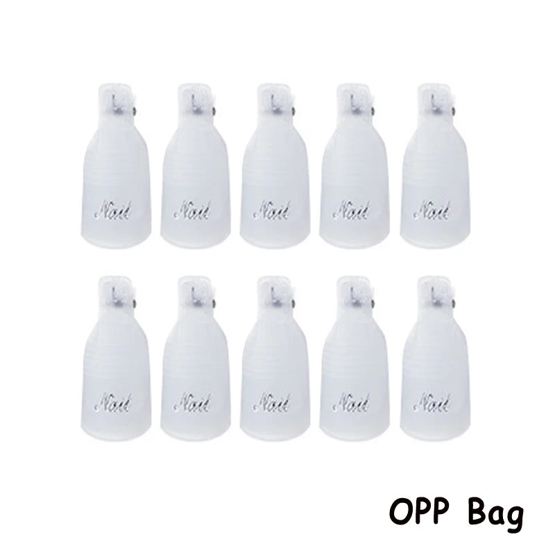 Gel Polish Soak-Off Clips – 10pcs Reusable Acrylic Nail Remover Caps