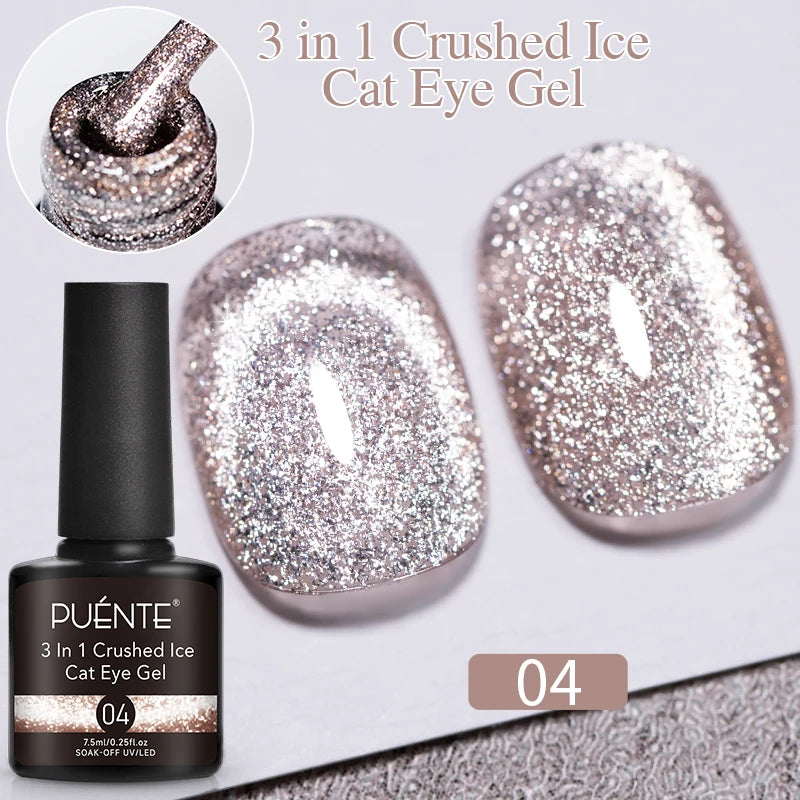 PUENTE 7.5ML Vibrant Blue Cat Eye Gel Nail Polish High Glossy Long-Lasting Soak Off UV Semi-Permanent Nail Art Varnish Manicure