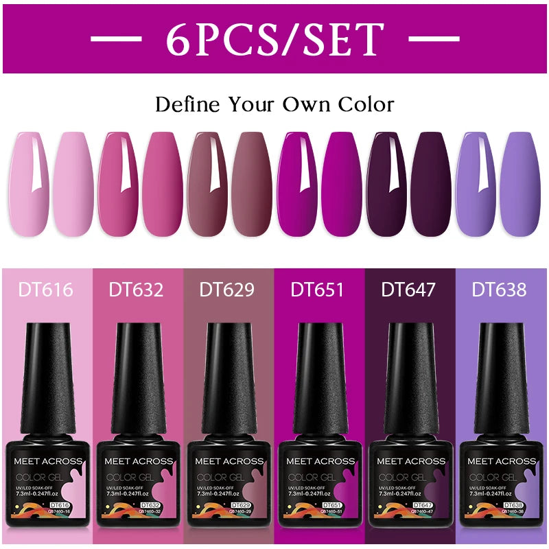 6-Color UV LED Gel Polish Set - Semi-Permanent Nail Art Kit