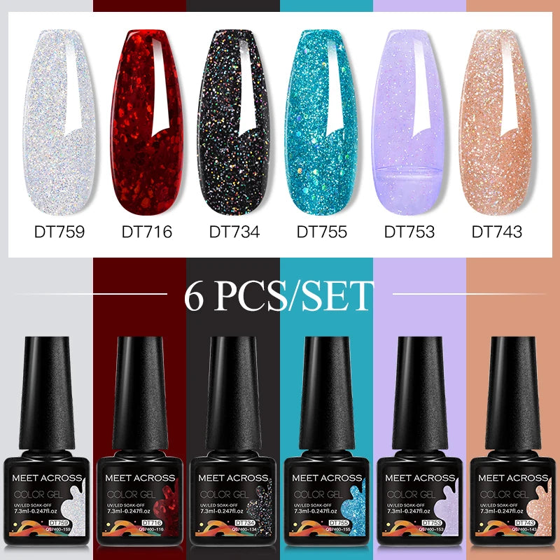 6-Color UV LED Gel Polish Set - Semi-Permanent Nail Art Kit
