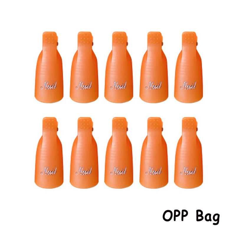 Gel Polish Soak-Off Clips – 10pcs Reusable Acrylic Nail Remover Caps