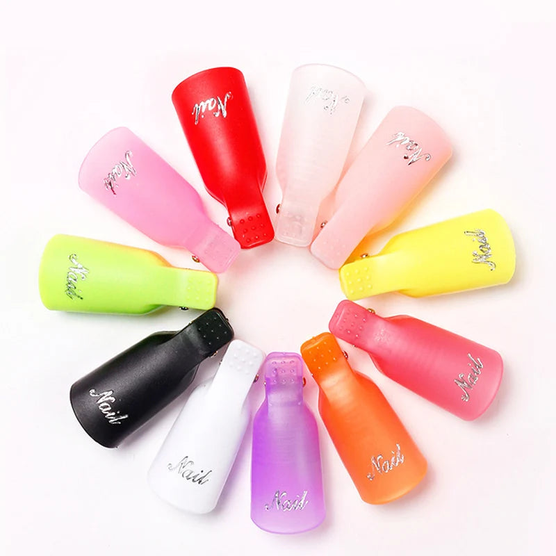 Gel Polish Soak-Off Clips – 10pcs Reusable Acrylic Nail Remover Caps