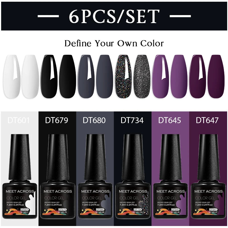 6-Color UV LED Gel Polish Set - Semi-Permanent Nail Art Kit