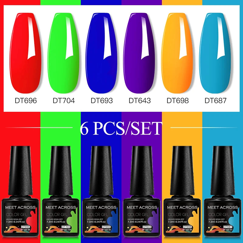 6-Color UV LED Gel Polish Set - Semi-Permanent Nail Art Kit