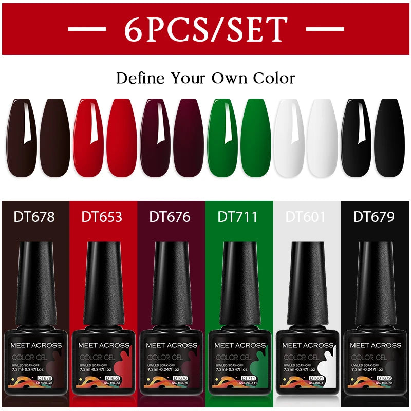 6-Color UV LED Gel Polish Set - Semi-Permanent Nail Art Kit