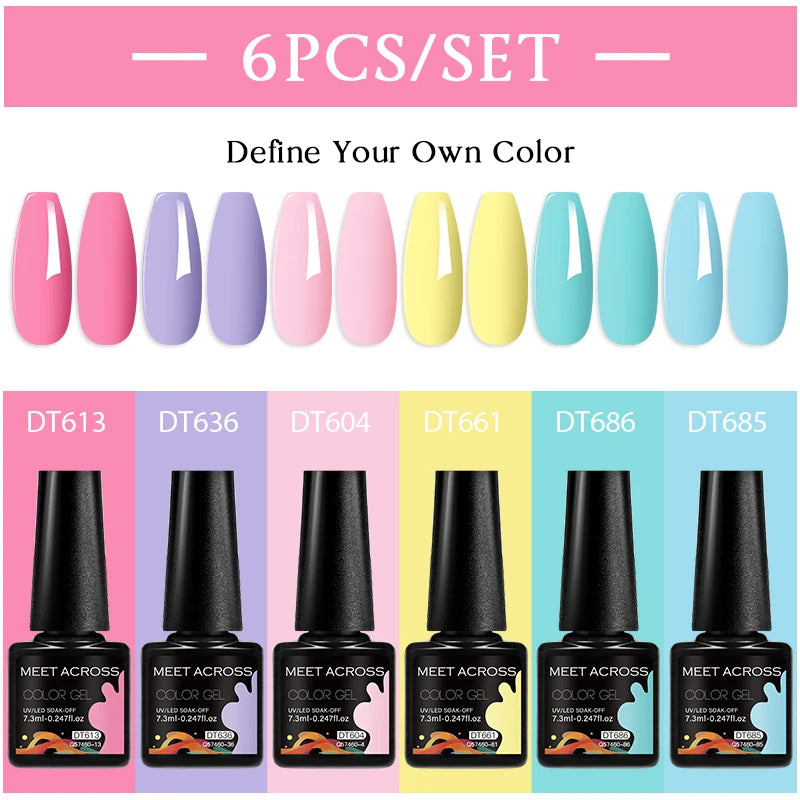 6-Color UV LED Gel Polish Set - Semi-Permanent Nail Art Kit