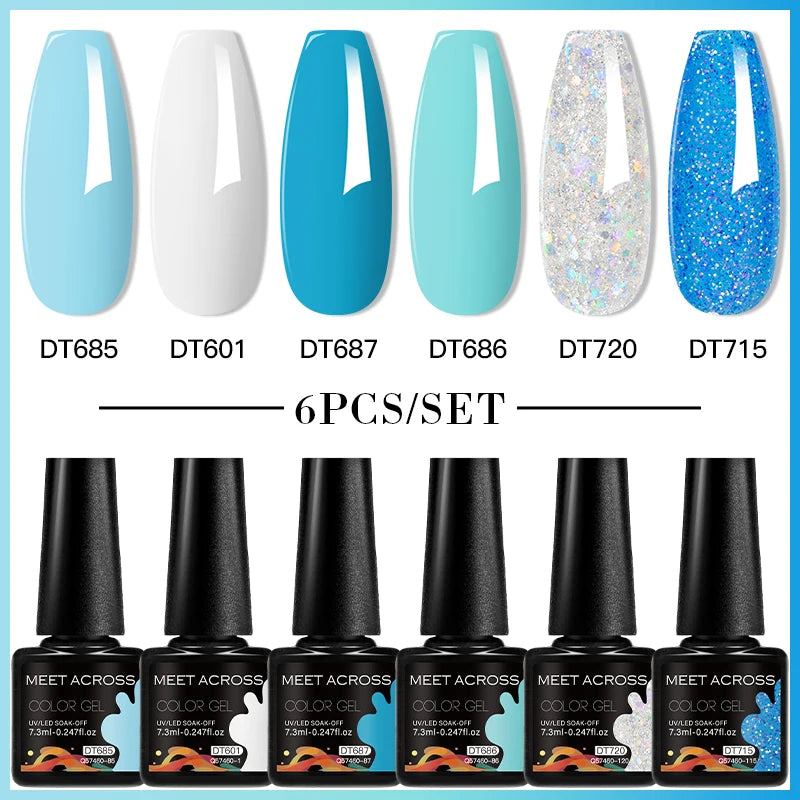 6-Color UV LED Gel Polish Set - Semi-Permanent Nail Art Kit
