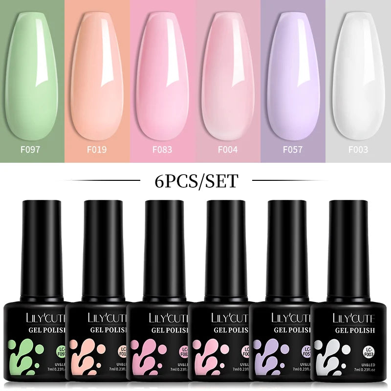 6-Piece Pink Gel Polish Set – Bright & Pastel Shades for Nail Art