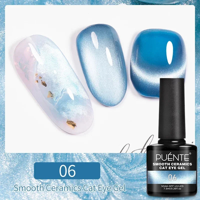 7.5ML Ocean Blue Cat Eye Gel Nail Polish High Glossy Cat Magnetic Nail Gel Soak Off UV Semi-Permanent Nail Art Varnish Manicure