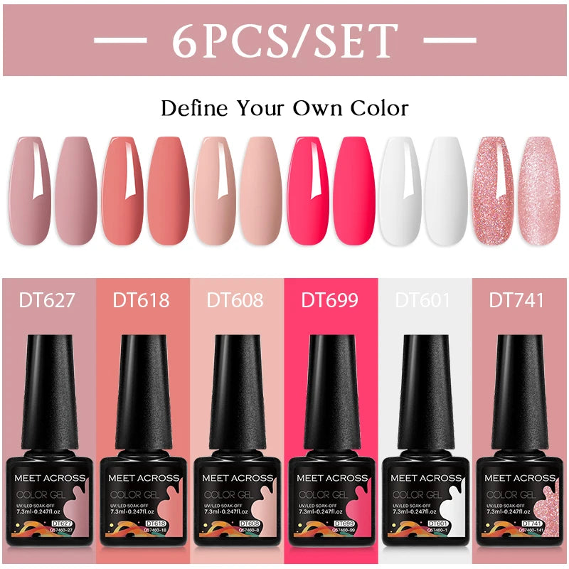 6-Color UV LED Gel Polish Set - Semi-Permanent Nail Art Kit