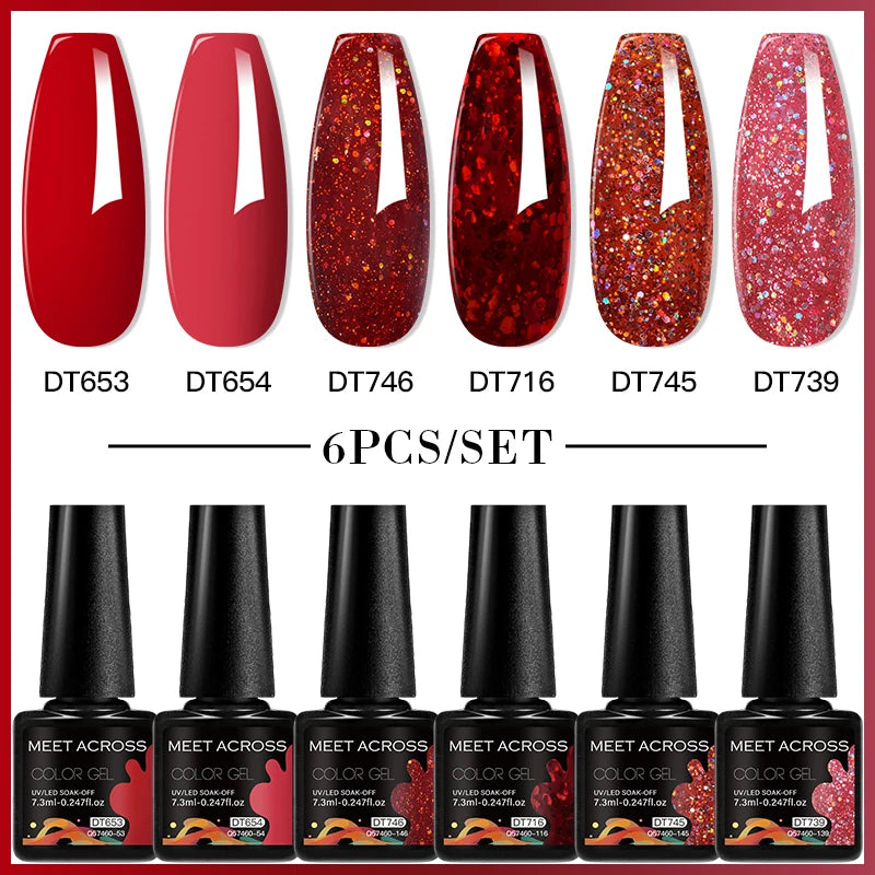 6-Color UV LED Gel Polish Set - Semi-Permanent Nail Art Kit