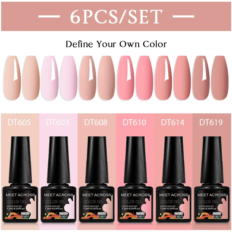6-Color UV LED Gel Polish Set - Semi-Permanent Nail Art Kit