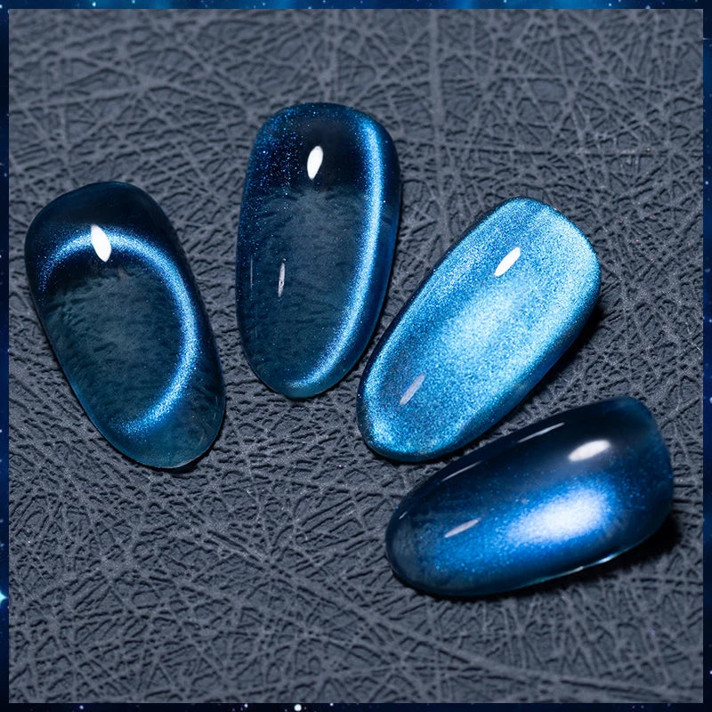 PUENTE 7.5ML Vibrant Blue Cat Eye Gel Nail Polish High Glossy Long-Lasting Soak Off UV Semi-Permanent Nail Art Varnish Manicure
