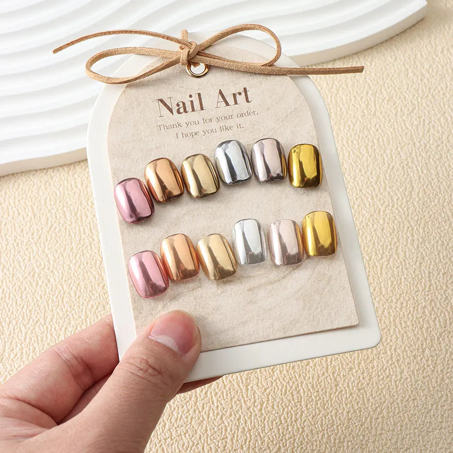 Metallic Chrome Nail Powder Set - 6-Piece Gold, Rose Gold & Silver Mirror Finish