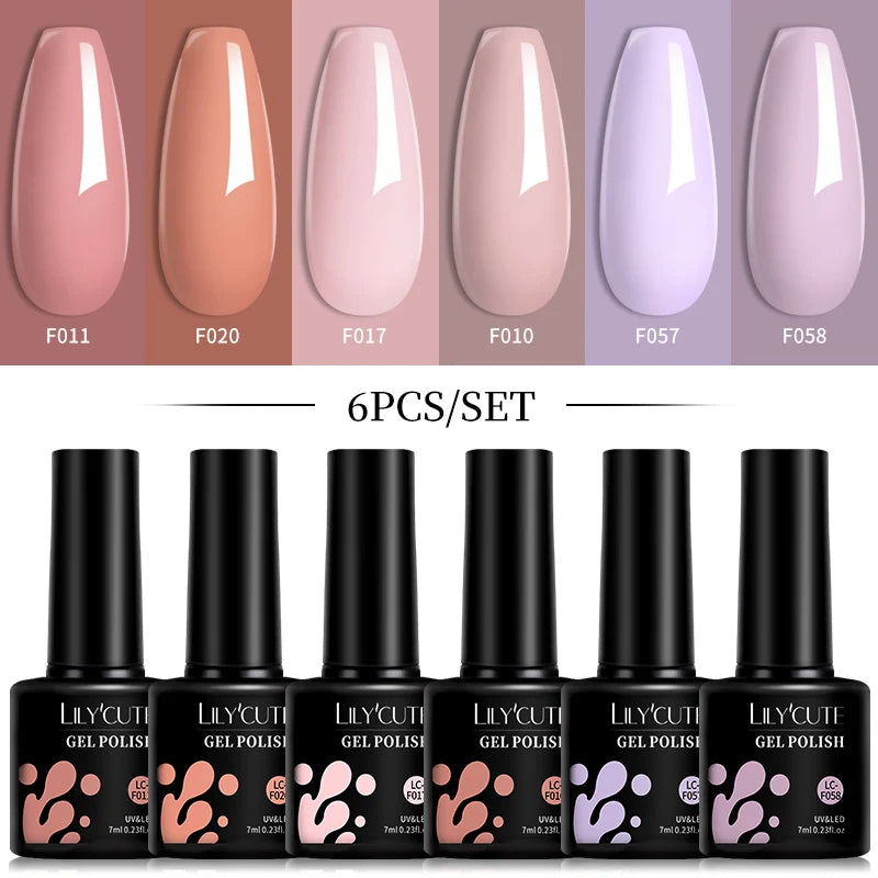 6-Piece Pink Gel Polish Set – Bright & Pastel Shades for Nail Art