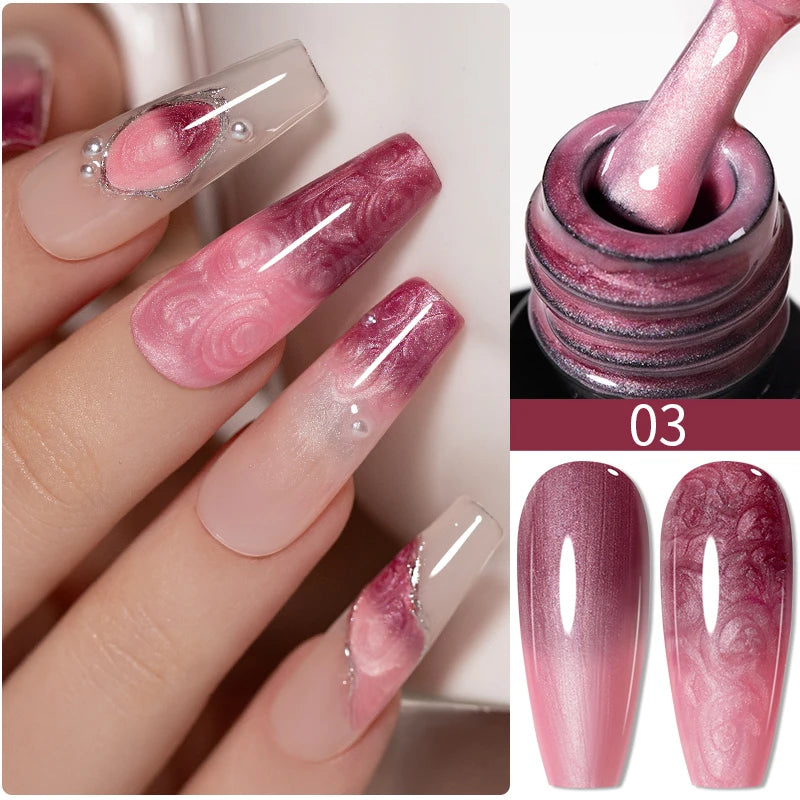 PUENTE 7.5ML Vibrant Blue Cat Eye Gel Nail Polish High Glossy Long-Lasting Soak Off UV Semi-Permanent Nail Art Varnish Manicure