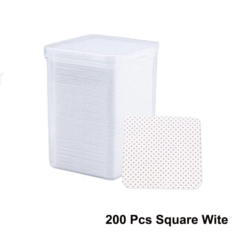 200pcs Lint-Free Nail Wipes – Cotton Pads for Gel Polish & Lash Extensions