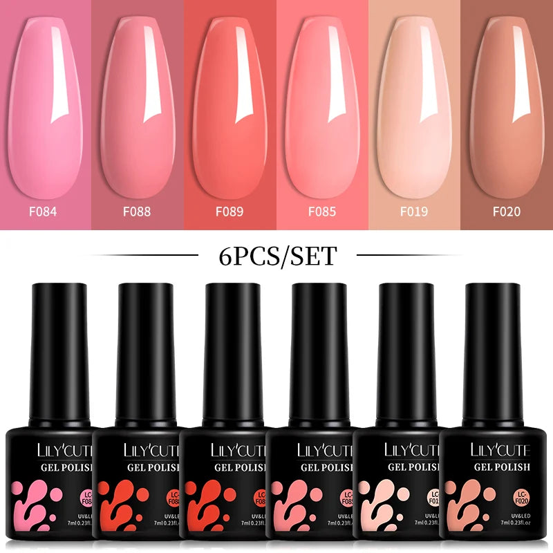 6-Piece Pink Gel Polish Set – Bright & Pastel Shades for Nail Art