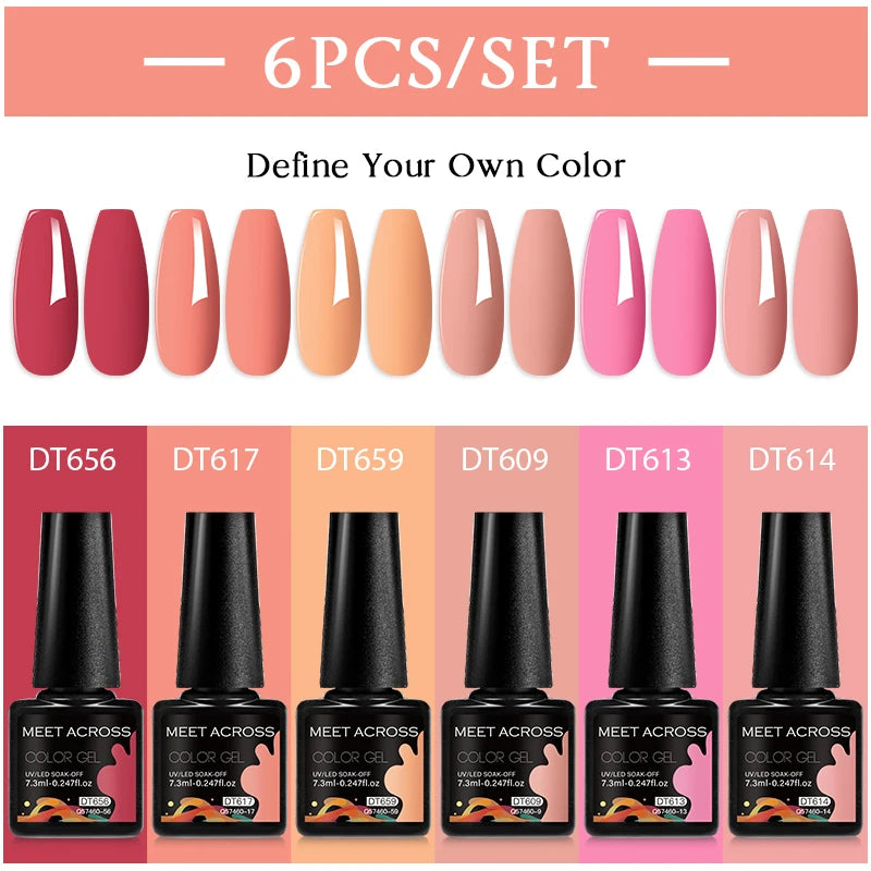 6-Color UV LED Gel Polish Set - Semi-Permanent Nail Art Kit