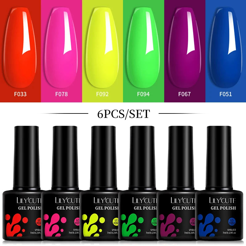 6-Piece Pink Gel Polish Set – Bright & Pastel Shades for Nail Art