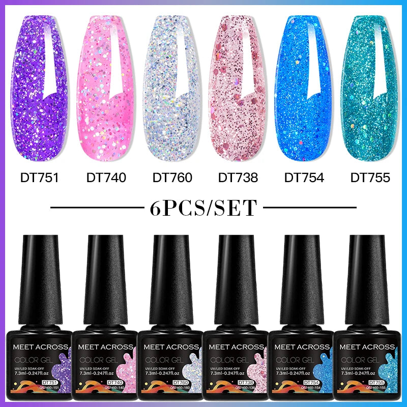 6-Color UV LED Gel Polish Set - Semi-Permanent Nail Art Kit