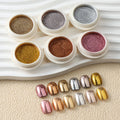 Metallic Chrome Nail Powder Set - 6-Piece Gold, Rose Gold & Silver Mirror Finish