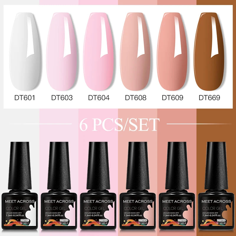 6-Color UV LED Gel Polish Set - Semi-Permanent Nail Art Kit