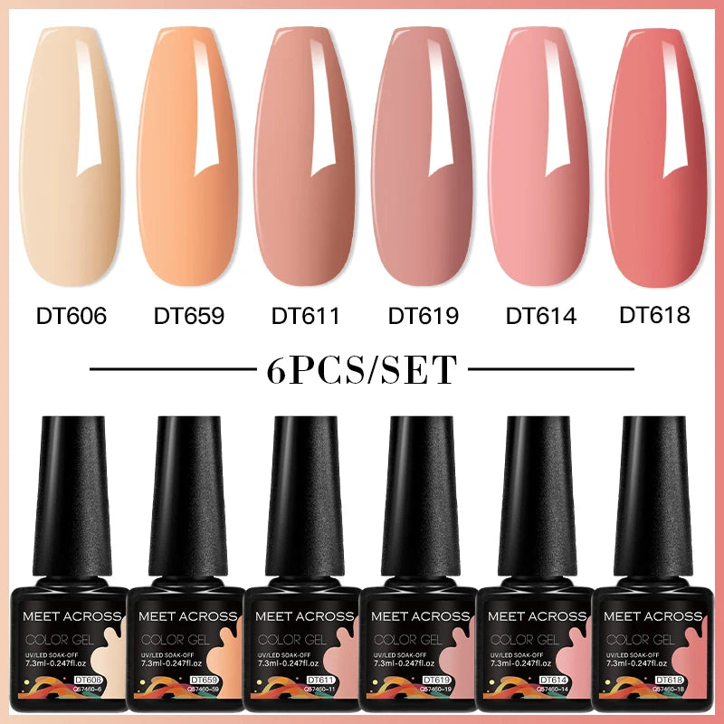 6-Color UV LED Gel Polish Set - Semi-Permanent Nail Art Kit