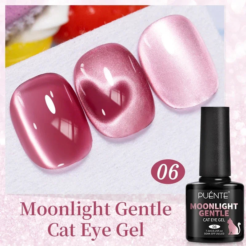 7.5ML Ocean Blue Cat Eye Gel Nail Polish High Glossy Cat Magnetic Nail Gel Soak Off UV Semi-Permanent Nail Art Varnish Manicure