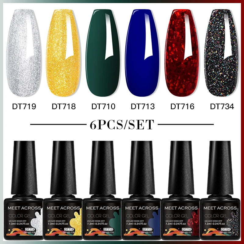 6-Color UV LED Gel Polish Set - Semi-Permanent Nail Art Kit