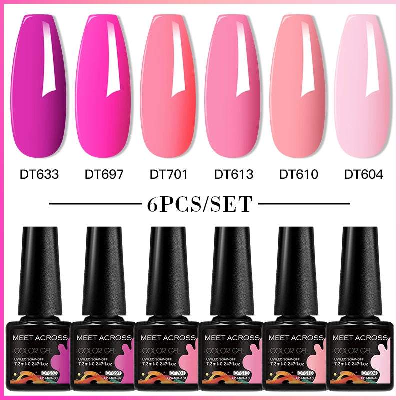 6-Color UV LED Gel Polish Set - Semi-Permanent Nail Art Kit
