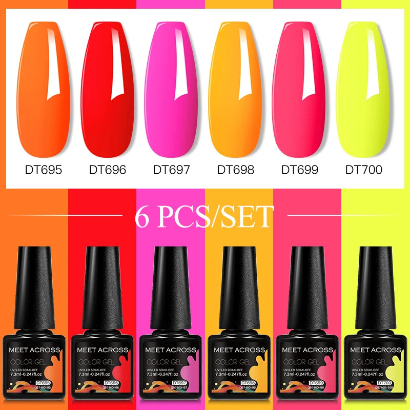 6-Color UV LED Gel Polish Set - Semi-Permanent Nail Art Kit