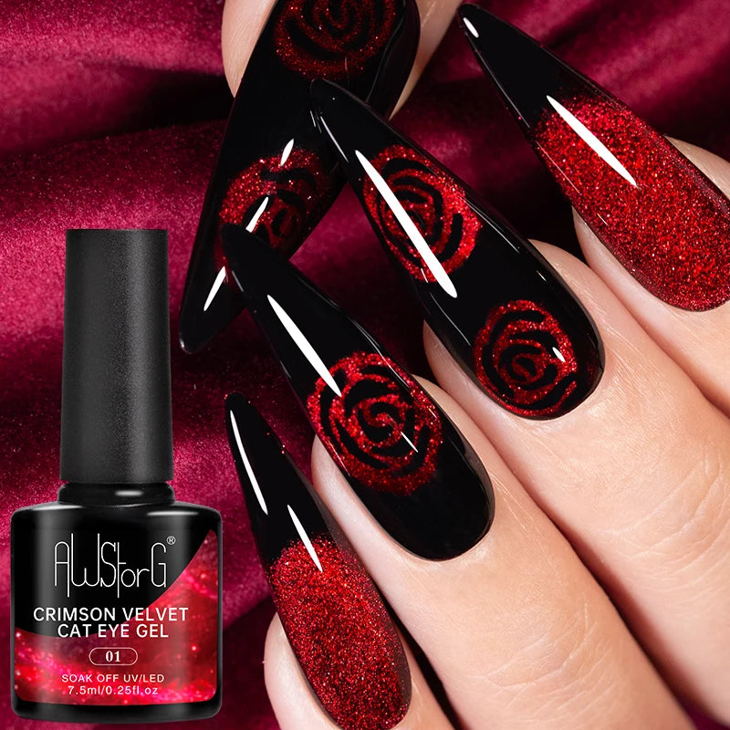 Crimson Velvet Cat Eye Magnetic Gel Nail Polish - 7.5ml
