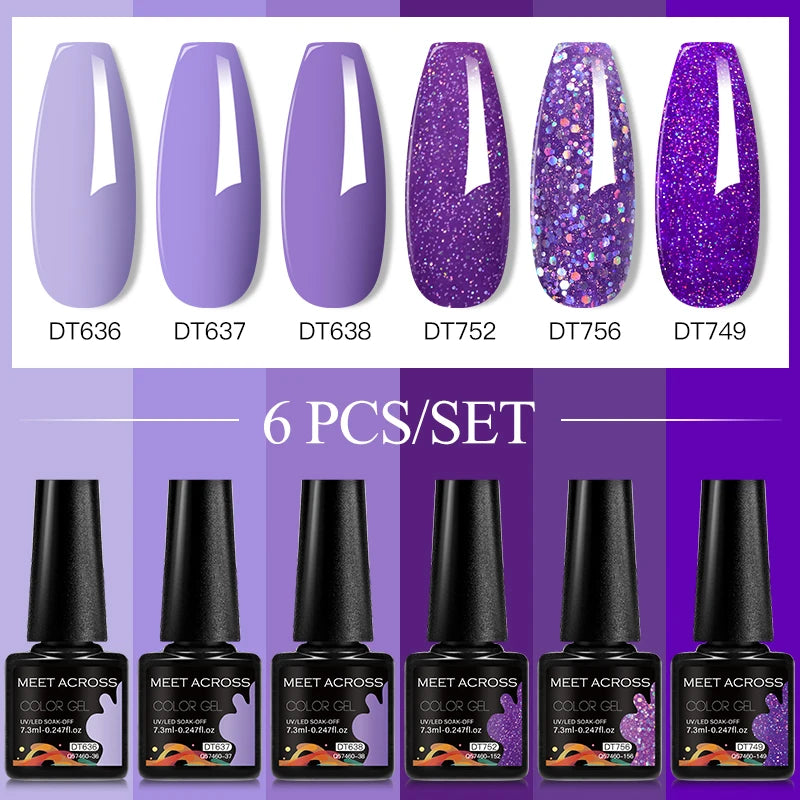 6-Color UV LED Gel Polish Set - Semi-Permanent Nail Art Kit